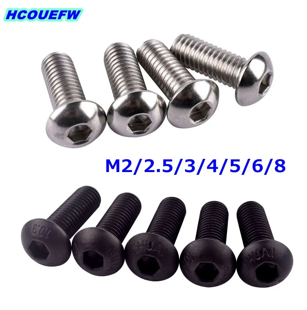 Bulloni A Testa Bombata Esagonale ISO7380 - Acciaio Nero Grado 10.9 - M2 M2.5 M3 M4 M5 M6