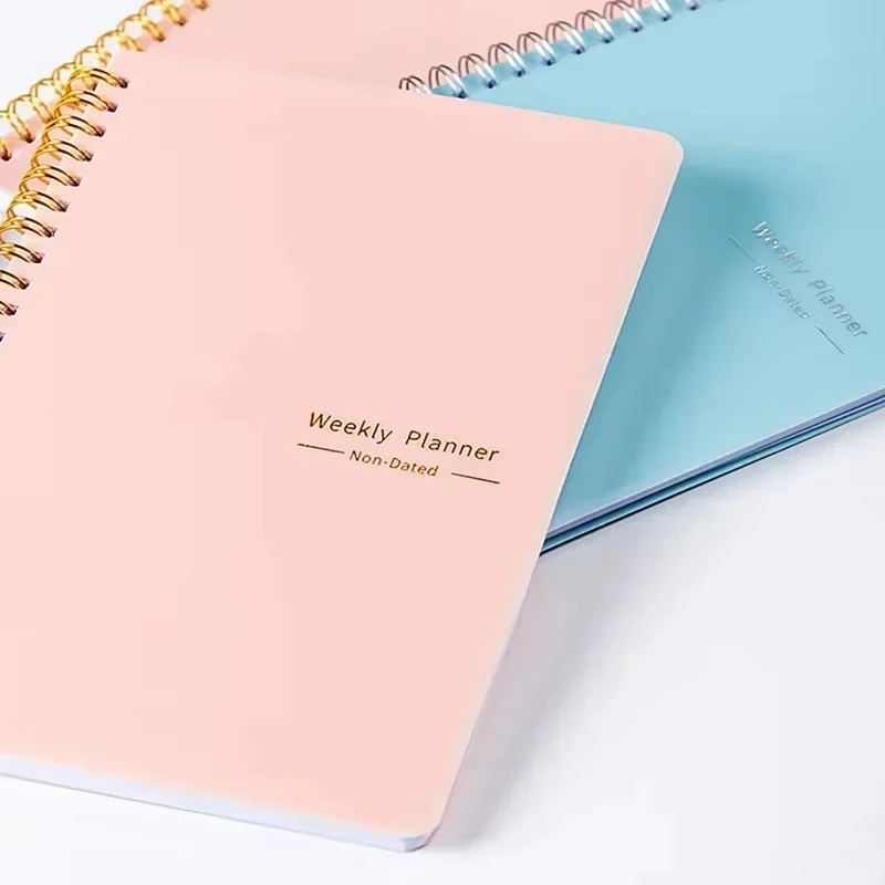 Schedule Notebook Weekly Undated Spiral Agenda A5 Pouch 52 Weeks Stationery Office School