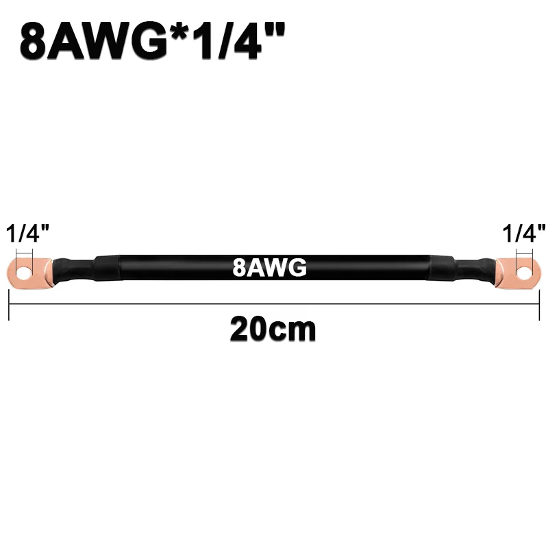 자동차 배터리 연결 라인 케이블, 8 AWG 소프트 실리콘 주석 도금 구리 와이어, M6, M8, M10, 인버터 자동차 태양열 연결, 2 개