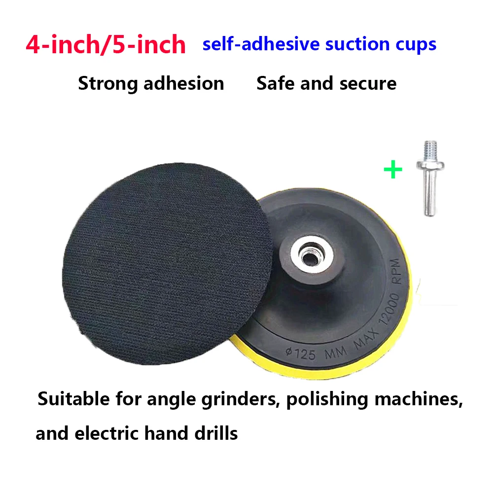 

1 pc 4/5-inch electric brushed sandpaper suction cup+connecting rod kit angle grinder tray self-adhesive disc