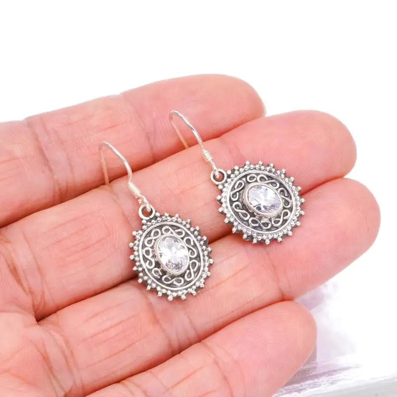 

Серьги ручной работы из серебра с природным цирконием StarGems, 1 1/4 дюйма F6650