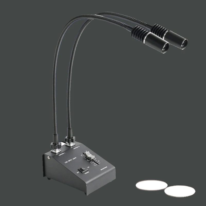Stereo Microscope LED Double Gooseneck Light Cold Facula Fiber Optic Adjustable Illuminator Lamp Spot Light Lamp Ring