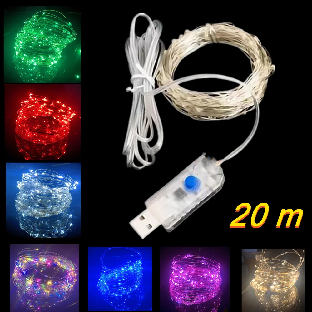 Led Silver Wire Fairy Lights Usb Powered Led String Lights Outdoor Waterproof Garland For Christmas Party Wedding Decorazione Fai Da Te