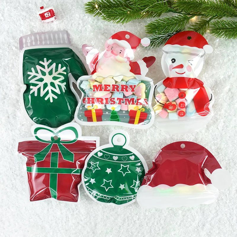 

10pc Christmas Candy Gift Packing Bags Santa Claus Cookies Snack Storage Pouches Merry Xmas Decor For Home New Year 2024 Navidad