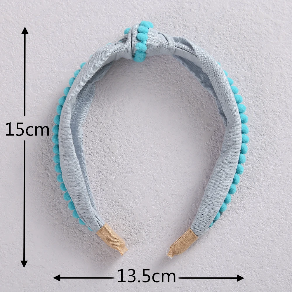 1Pcs Quer Knoten Haar Hoop Stirnbänder für Kinder Schöne Pompom Baby Kinder Stirnbänder Mädchen Haar Zubehör Haar Bands – Detail 14