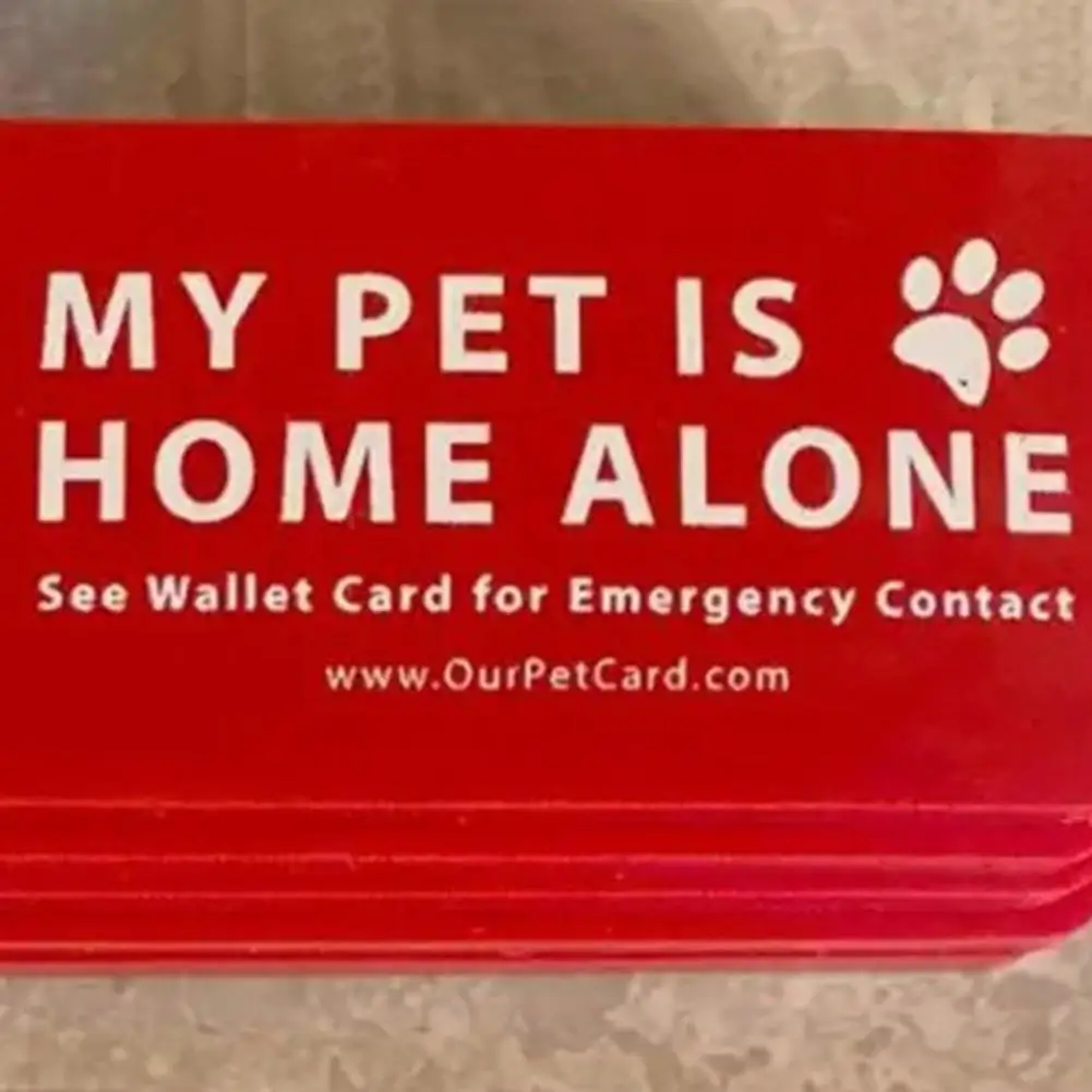 Pet Emergency Wallet Card Tags,Pet Is Home Alone Keychain,Pet Safety Alert Key Tag Keychain,with Emergency Contact Wallet Card