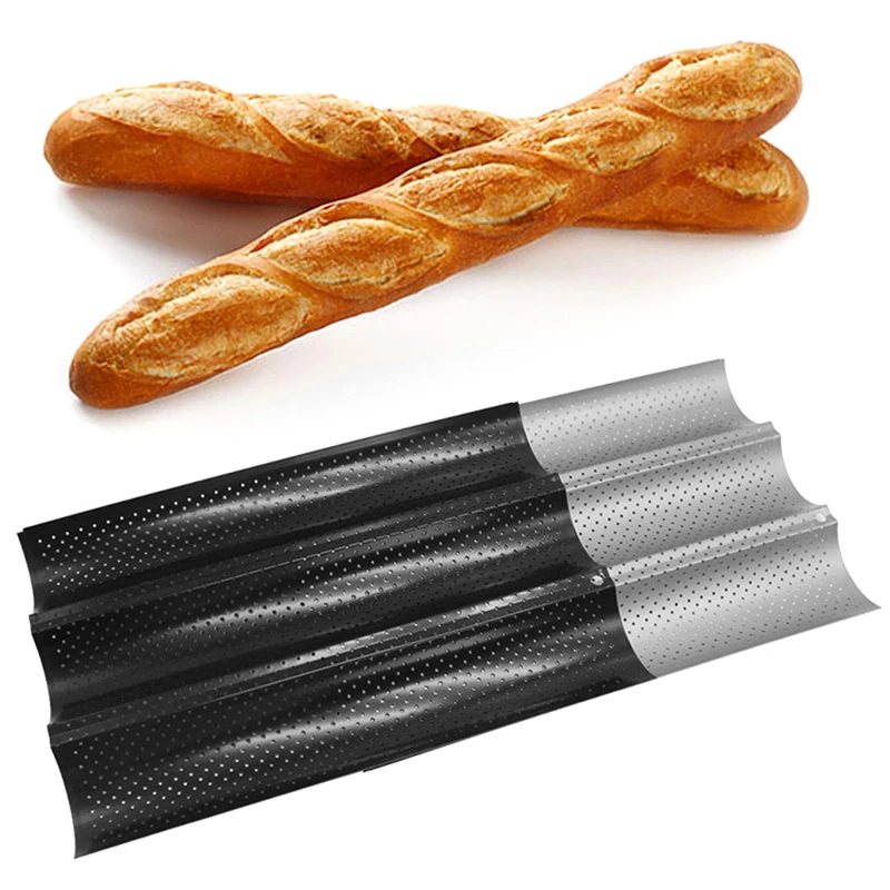  Silicone Baguette Pan Non-stick French Bread Baking Mould, 3  Wave Baguette Tray Loaf Pan 11x2.3 Bake Mold, Non-Stick Baking Liners Mat  Oven Toaster Pan Silicone Sandwich French Baking Tray(Grey): Home 