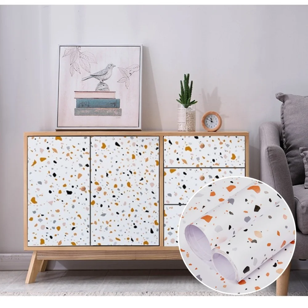 Terrazzo Pvc à Prova Impermeável Água Auto Adesivo Papel de Parede para o Quarto Decoração da Sala de Estar Móveis Vinil Remodelação Contato