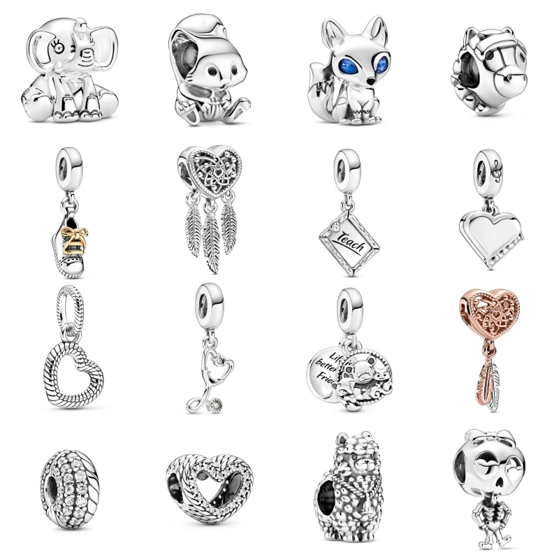 

New Fashion Classic Charm Elephant Bear Snake Fox Beads Suitable for Pandora Women's Bracelets Jewelry Birthday Gift