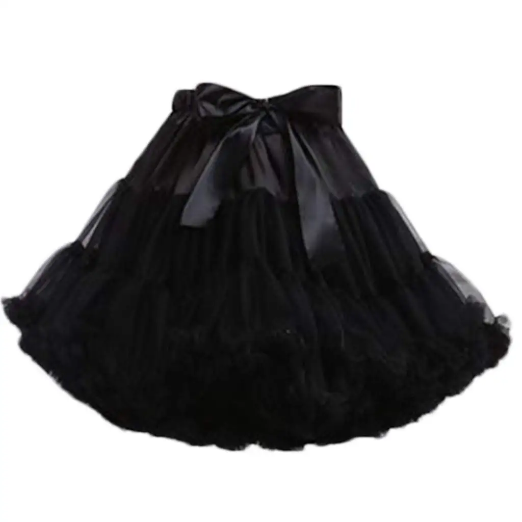 

Women Elastic High Waist Ballet Sweet Puffy Tutu Skirt Satin Bowknot Mesh Tulle Fluffy Petticoat Dress Underskirt