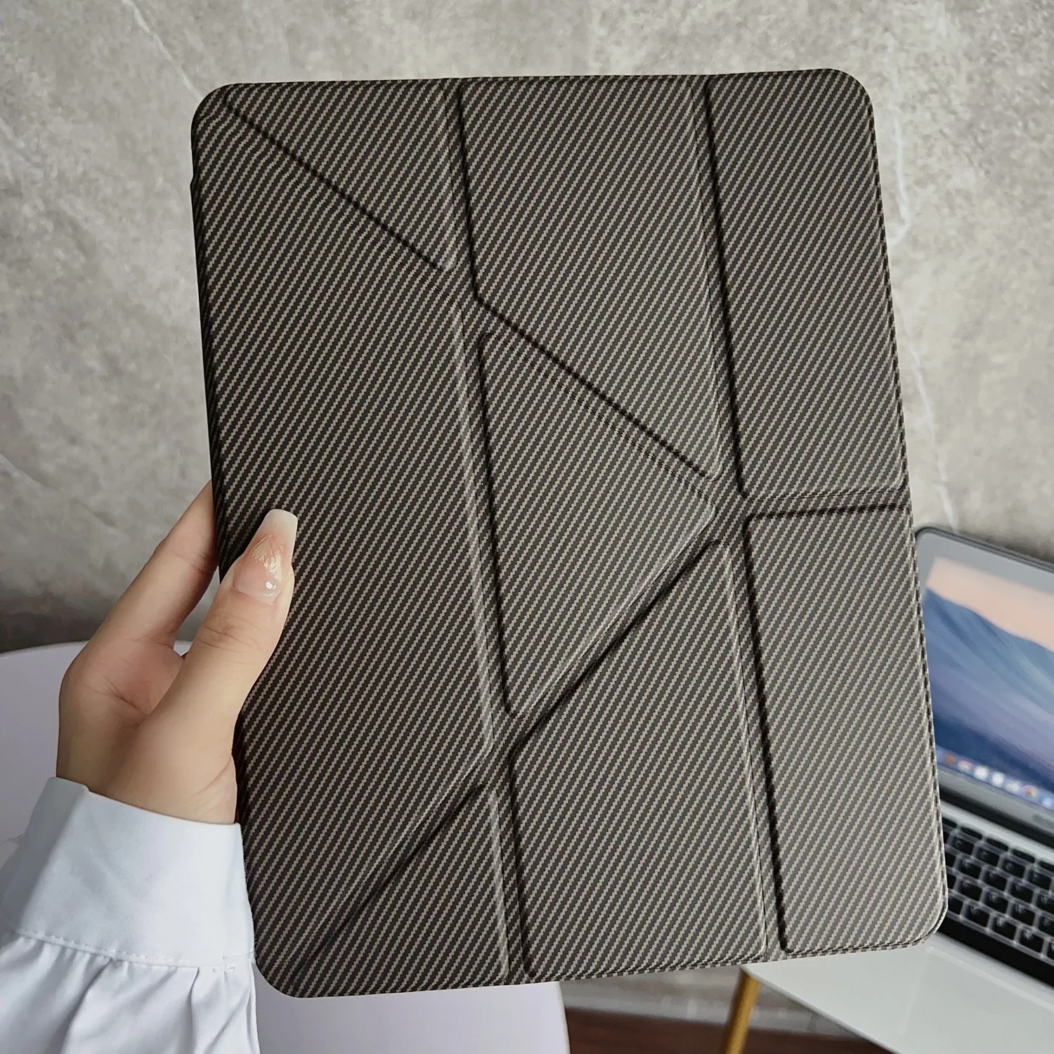 Elegant Y-Fold Leather Stand Case with Pen Slot