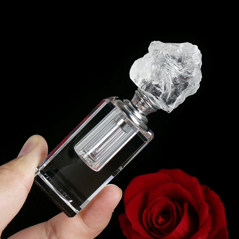 Natural White Transparent Quartz Cryolite Perfume Bottles Essential Oil Decoration Bottle Creative Birthday Gifts Home Decor