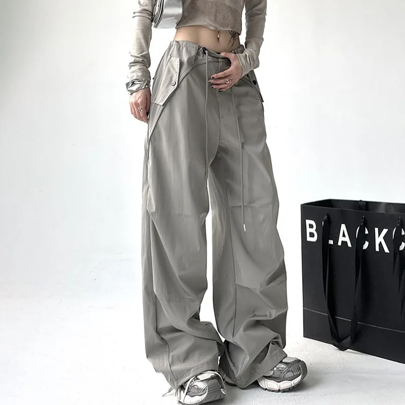 

2024 Women Spring Summer New Unisex Cargopants Retro Wide Legged Pants Loose Casual Fashion Feeling Floor Dragging Pants