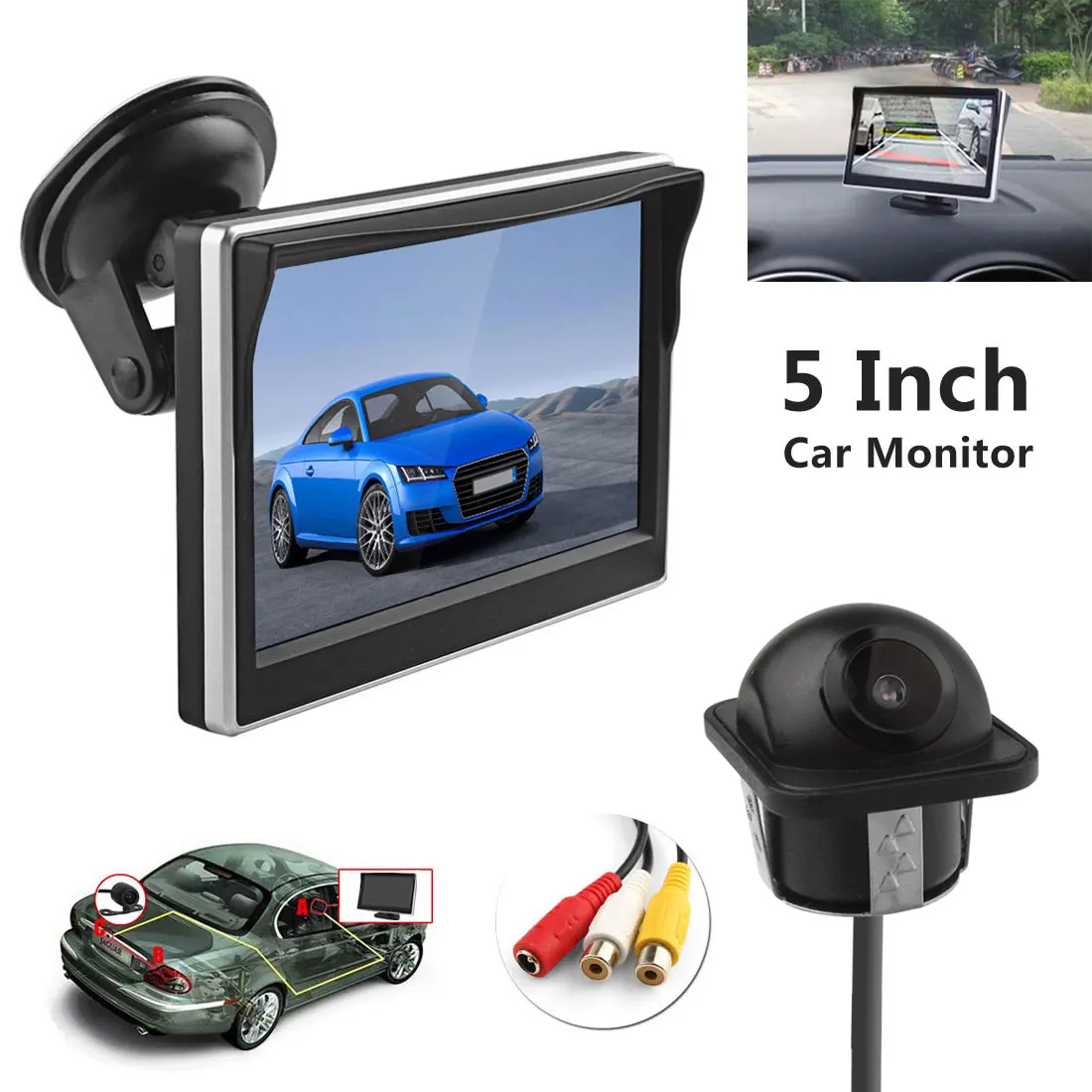 

5 Inch TFT-LCD Digital Car Rear View Monitor LCD Display with Front Diaphragm + 420 TV Lines Camera