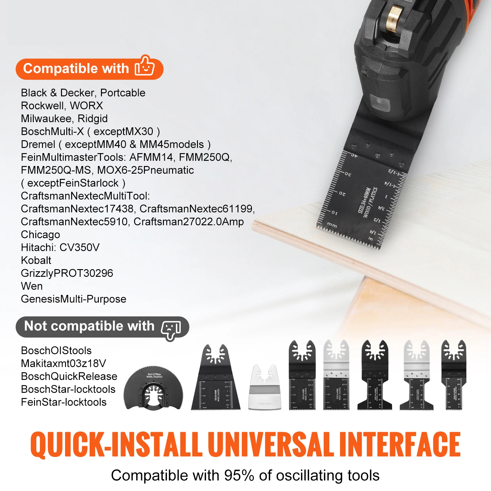 SucceBuy 30PCS Multi Tool Blades Kits Universal Release Oscillating Multi-Function Renovator Saw Blades for Dewalt Craftsman