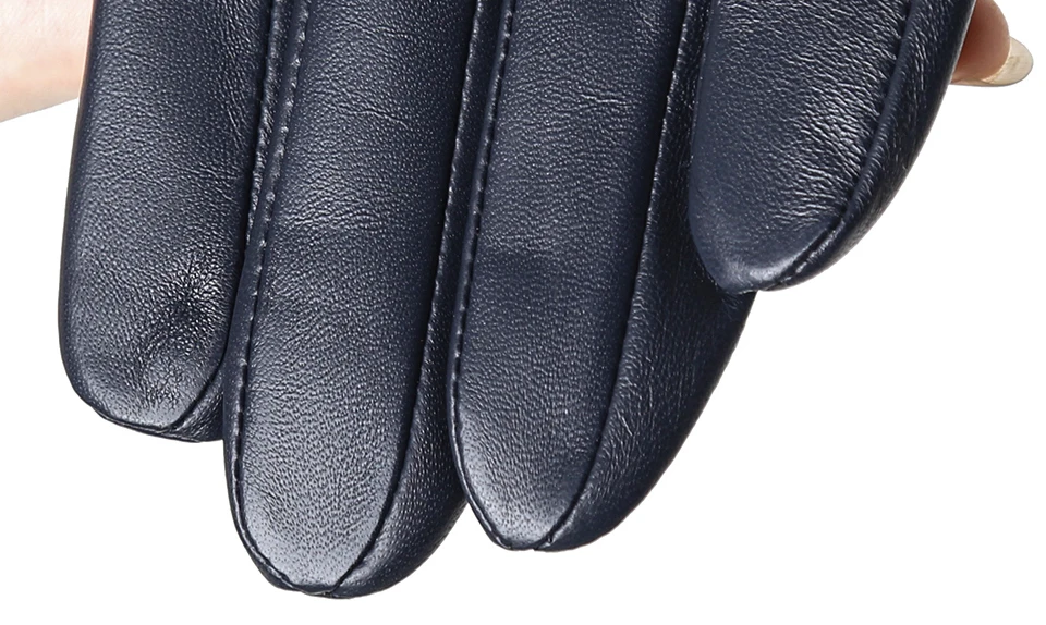 Gants en peau de mouton pour femmes, hiver chaud plus velours court et mince écran tactile couleur de conduite gants en cuir pour femmes de haute qualité-2081