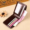 WILLIAMPOLO Genuine Leather Wallets Men Wallet Credit Business Card Holders Vintage Brown Leather Wallet Purses High Quality 3