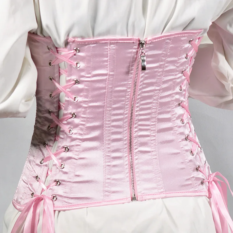 Women Abdomen Corset Tight Fitting Lace Up FishBones Underbust Bustier  Vintage Waist Girdle For Dress 30cm Pink Red White Black - AliExpress  200574005