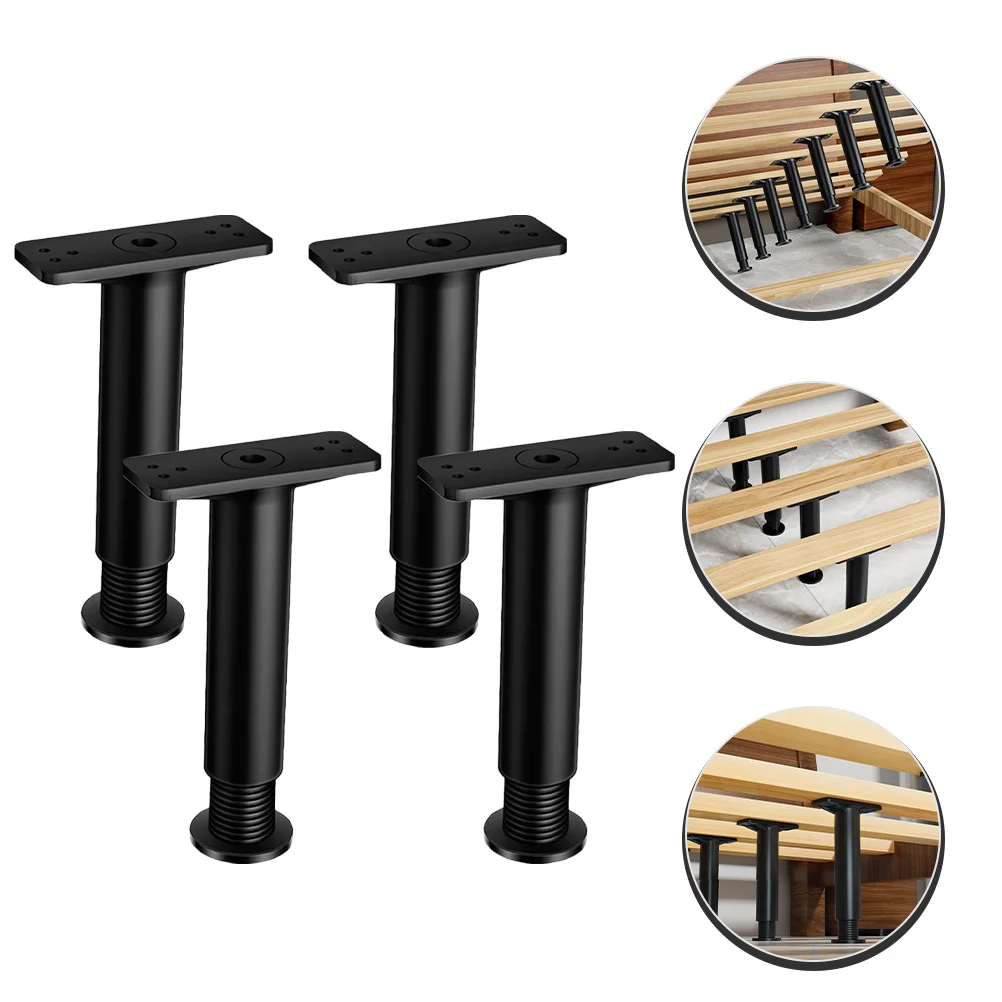 

4 Pcs Adjustable Bed Frame Support Frame Center Leg Adjustable Legs Floor Replacement Plastic Steel