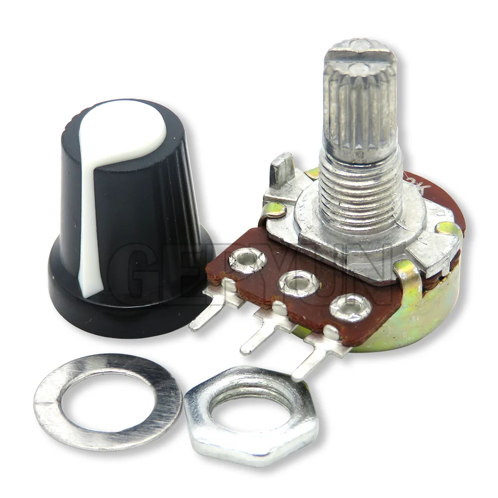 1 Sets WH148 1K 10K 20K 50K 100K 500K Ohm 15mm 3 Pin Linear Taper Rotary Potentiometer Resistor For Arduino With AG2 White Cap