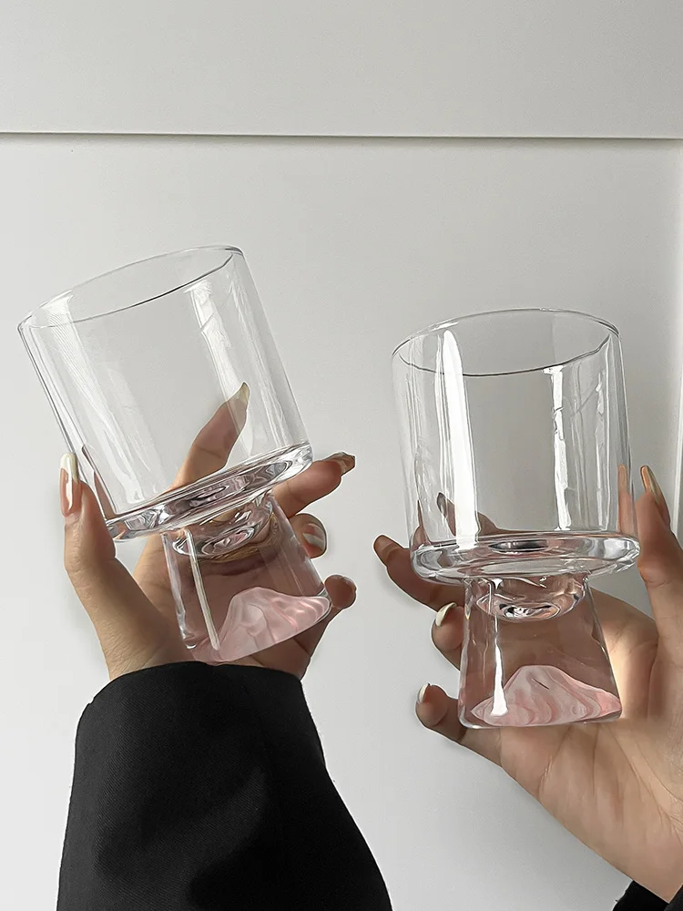 Pink Mountain Glass Cup Ele Sensation Creative High Foot Drink Cup Coffee Cup Sweet Cone Cup Wine Cup French Sle round ...