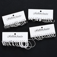 24 Pcs Fashion Vintage Hoop Earrings Set for Women Boho Metal Circle Geometric Twist Pearl Studs Earrings Trendy Jewelry Gifts 2