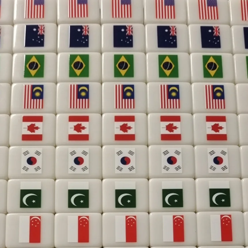 64 Blocks Leisure And Entertainment Mahjong Tile Game With Pattern Of Flag Ball 1/2 Players Funny Parent Child Game Toy Gift ﻿ 3