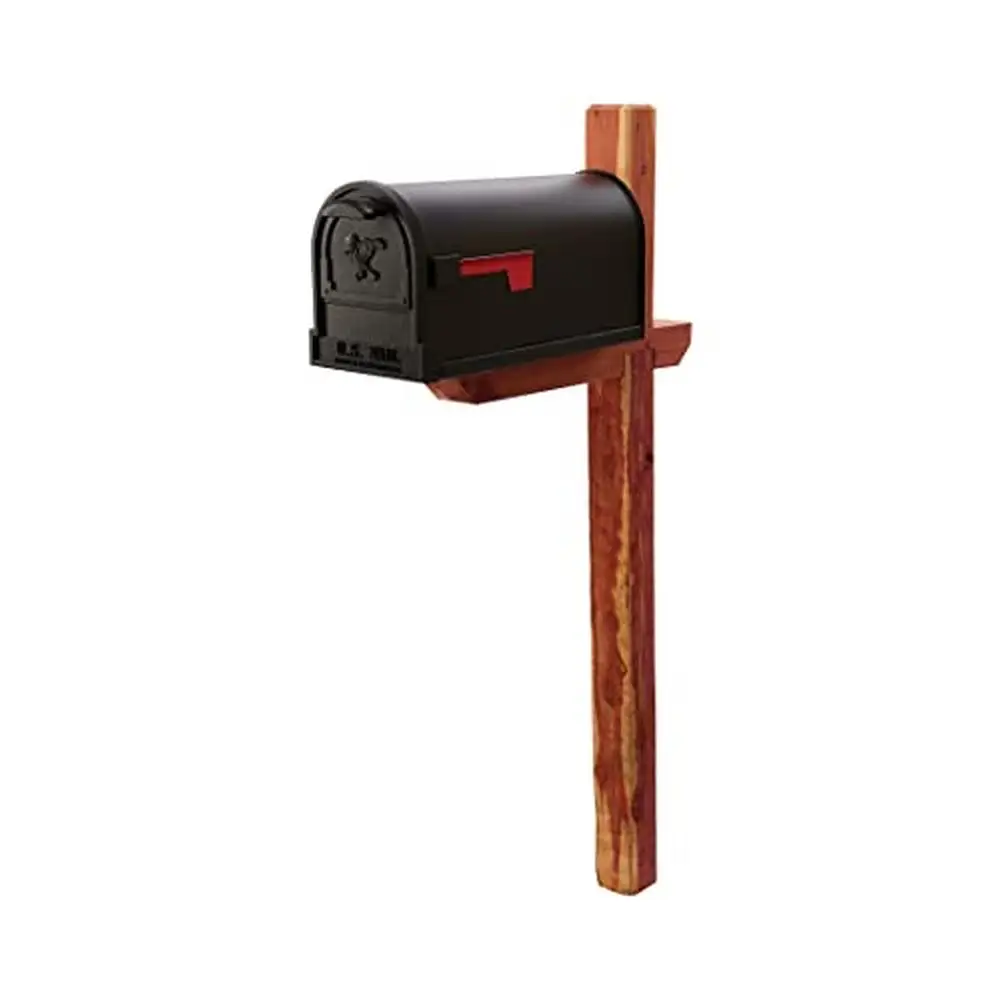 Cedar Wooden Drive-in Mailbox Post with Steel Anchor Easy Assembly and Rustic Charm