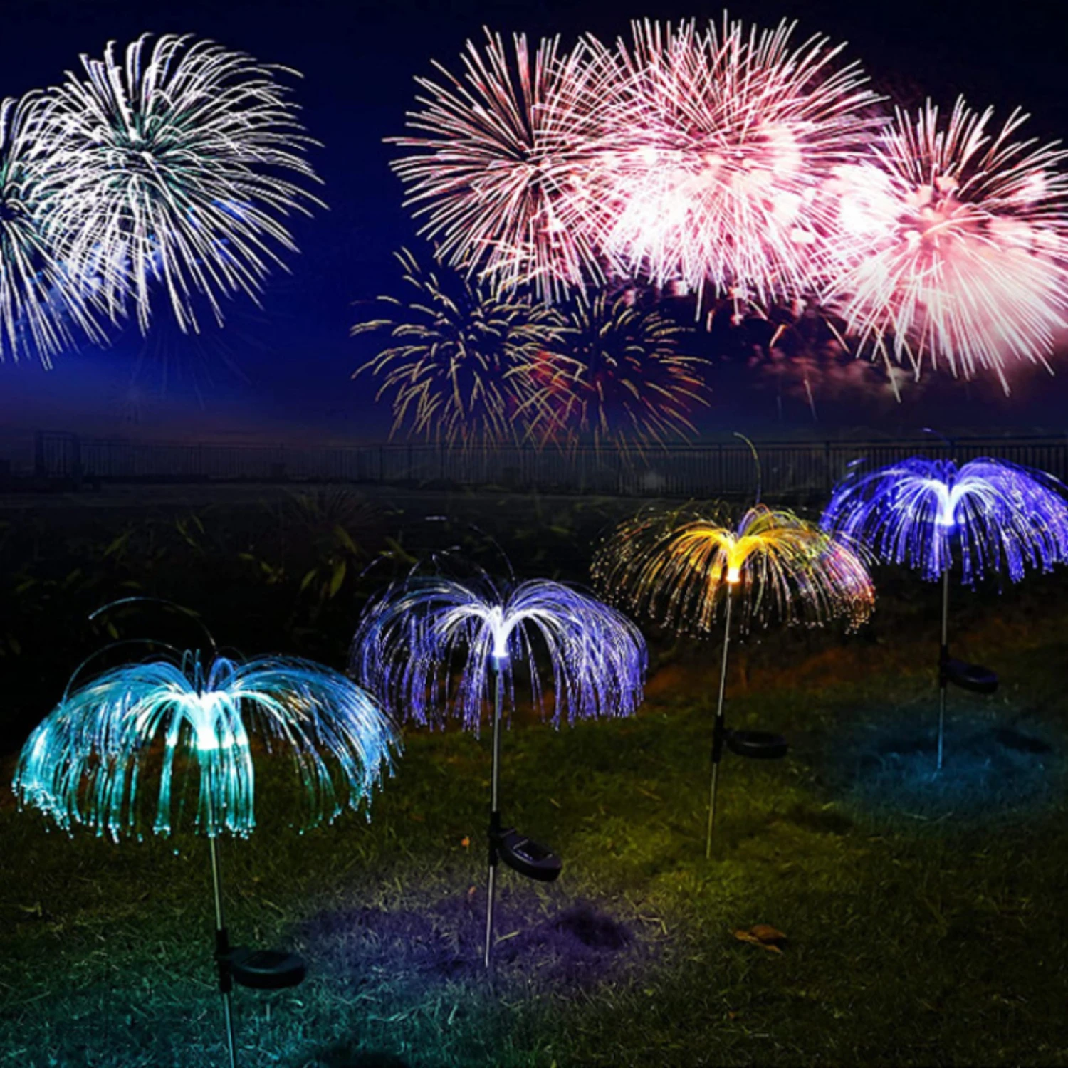 2/4/8pcs Landscape Lights Solar Lawn Lamp Jellyfish Lamp outdoor Courtyard Lamp Fireworks Atmosphere Lamp for Yard Garden Decor 5