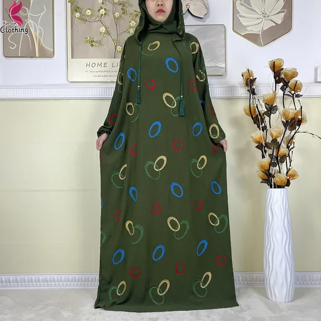 Abaya musulmane à double chapeau pour Ramadan, vêtements de prière africains, coton solide, broderie, adt, dubaï, turquie, islam, nouveau, 2025