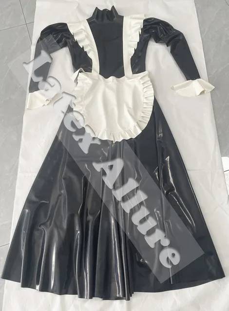 女性用リアジッパー付きラテックスコスプレ衣装,メイドスーツ - AliExpress 