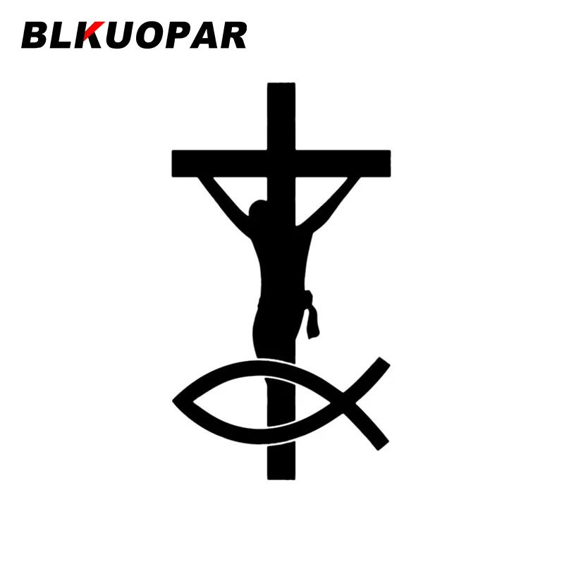 

BLKUOPAR наклейка с изображением Иисуса Христа в виде креста с рыбками