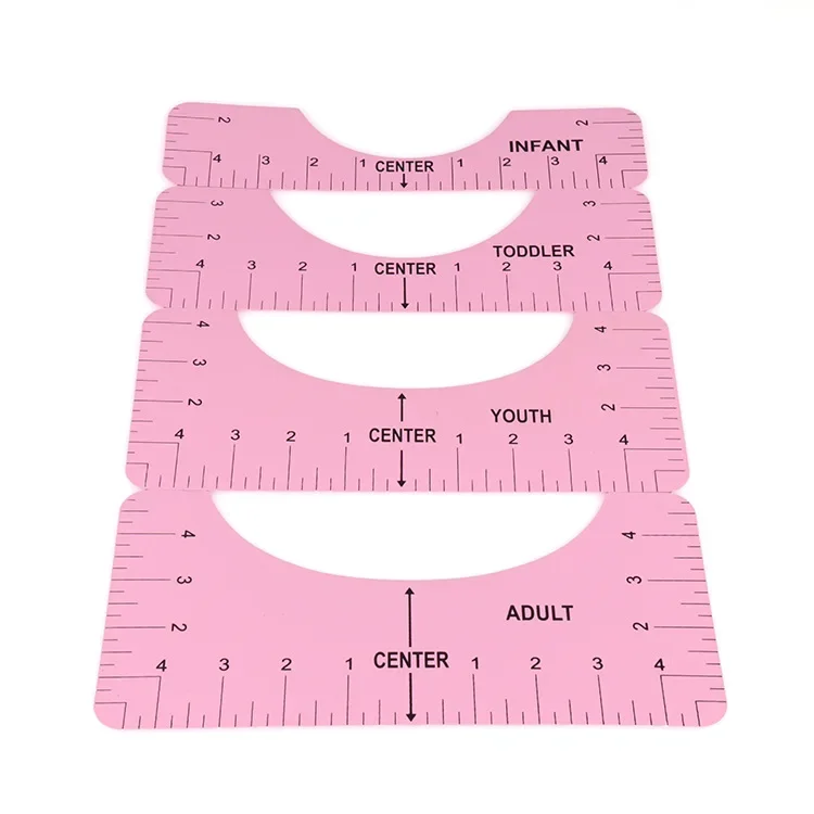 T-Shirt Alignment Ruler Guide to Center Design, Sewing Accessories, DIY Drawing Template, Drafting Tool, 4Pcs