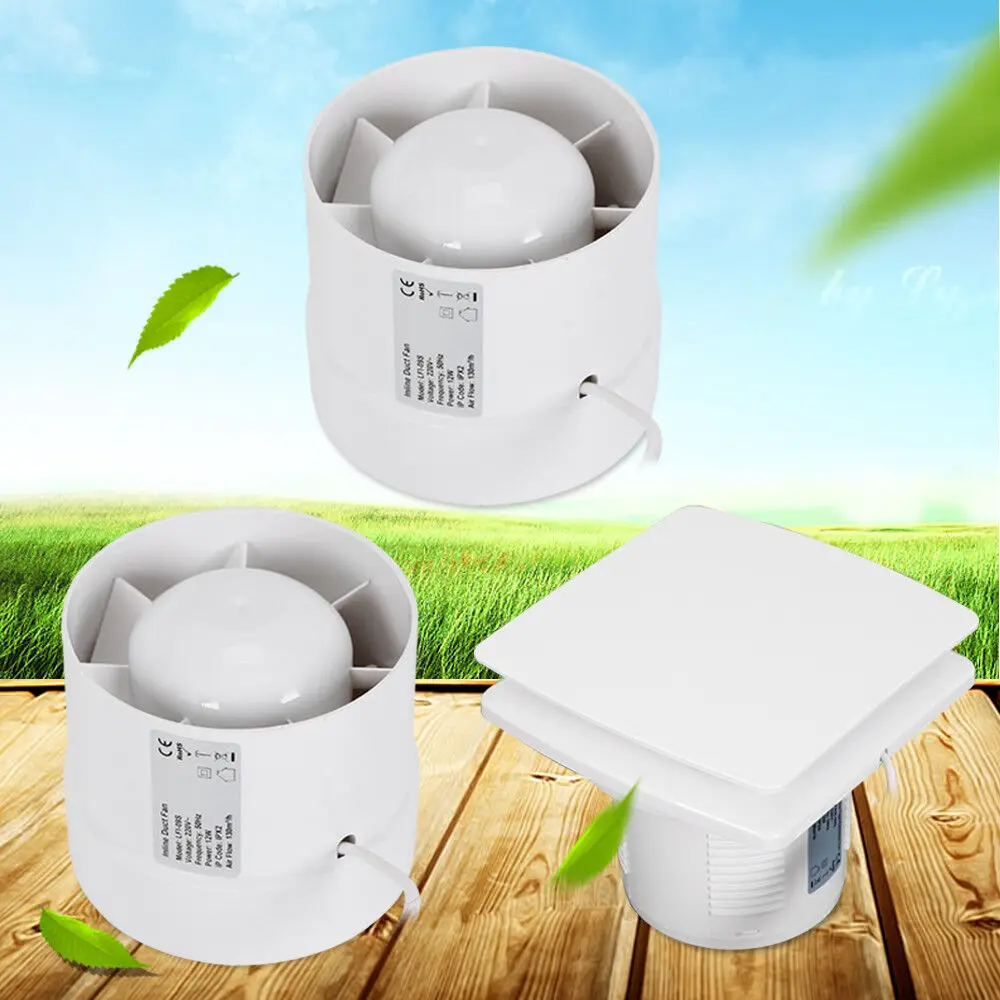 12W Wall Exhaust Fan Ventilation Channel Fan Bathroom Kitchen Garage Pipe Tube Fan 100mm 220V DHL — view 2