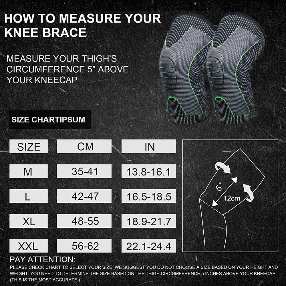 Knee Brace, Knee Compression Sleeve for Men and Women, Knee Support for Running, Workout, Gym, Hiking, Sports