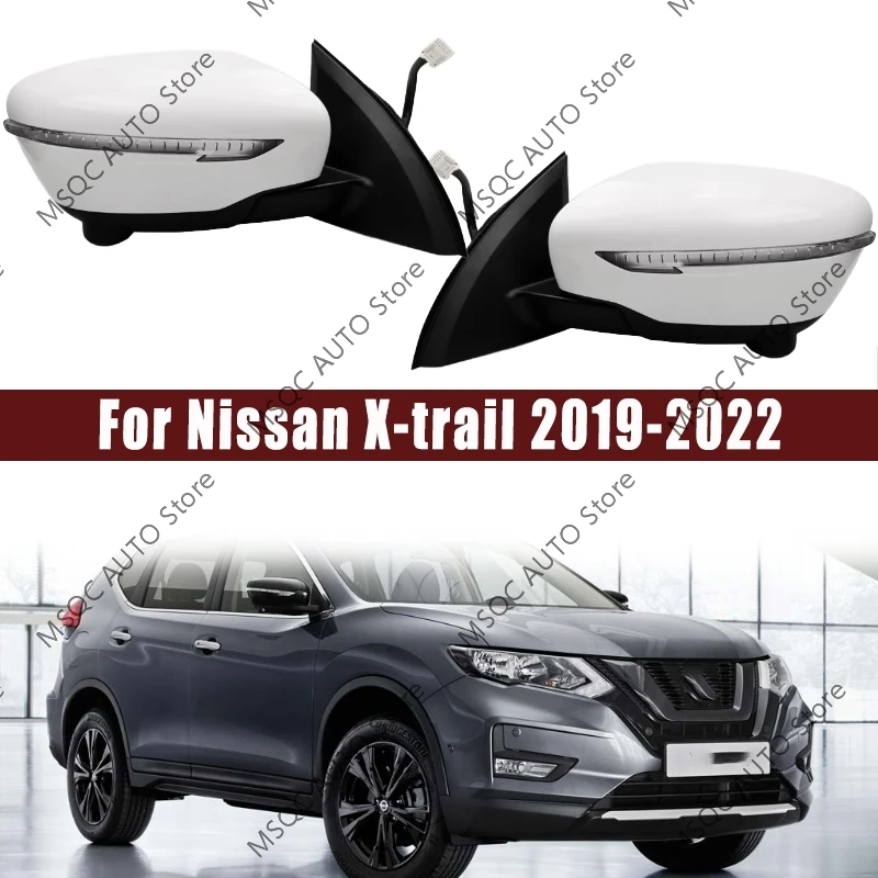 Car Side Rear View Mirror Assembly With Camera For Nissan X-trail 2019 2020 2021 2022 Power Folding Flash Warning Light