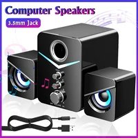 Computer Speakers System Stereo Bass Subwoofer For  Desktop Laptop USB Wired Desktop PC Speaker With RGB LED Light 3.5mm Jack