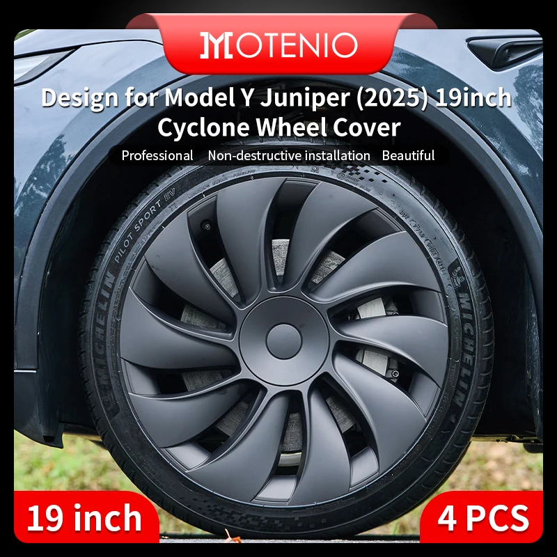 4PCS for New Model Y 2025 Juniper 19in Turbine Texture Style Hubcap Rim Cover Accessories Hub Cap Automobile Wheel Cap for Tesla 1