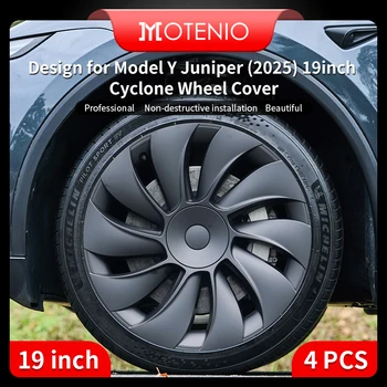 Upgrade your Tesla Model Y 2025 Juniper with this 4-piece set of 19-inch knife-style hub caps. These full-rim wheel covers prov4PCS for New Model Y 2025 Juniper 19in Turbine Texture Style Hubcap Rim Cover Accessories Hub Cap Automobile Wheel Cap for Tesla 1