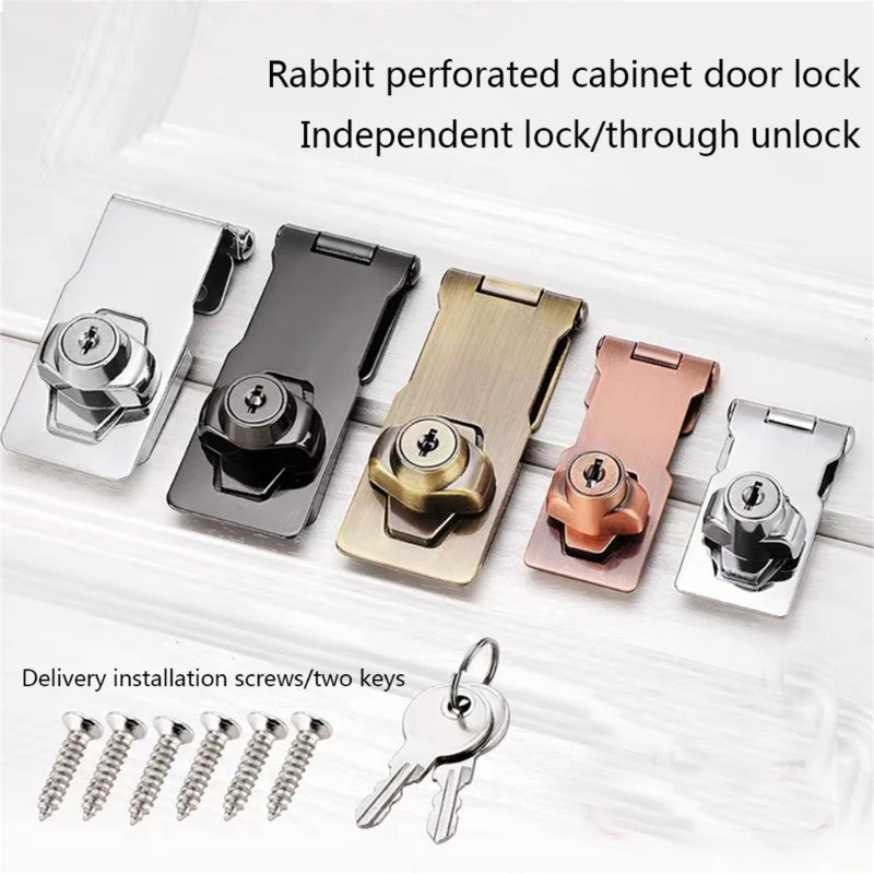 Description Picture 3 of itemCabinet Locks with Keys and Screws Keyed Hasp Locks Catch Twists Knob Keyed Locking Hasp Safety Door Lock Easy to Use
