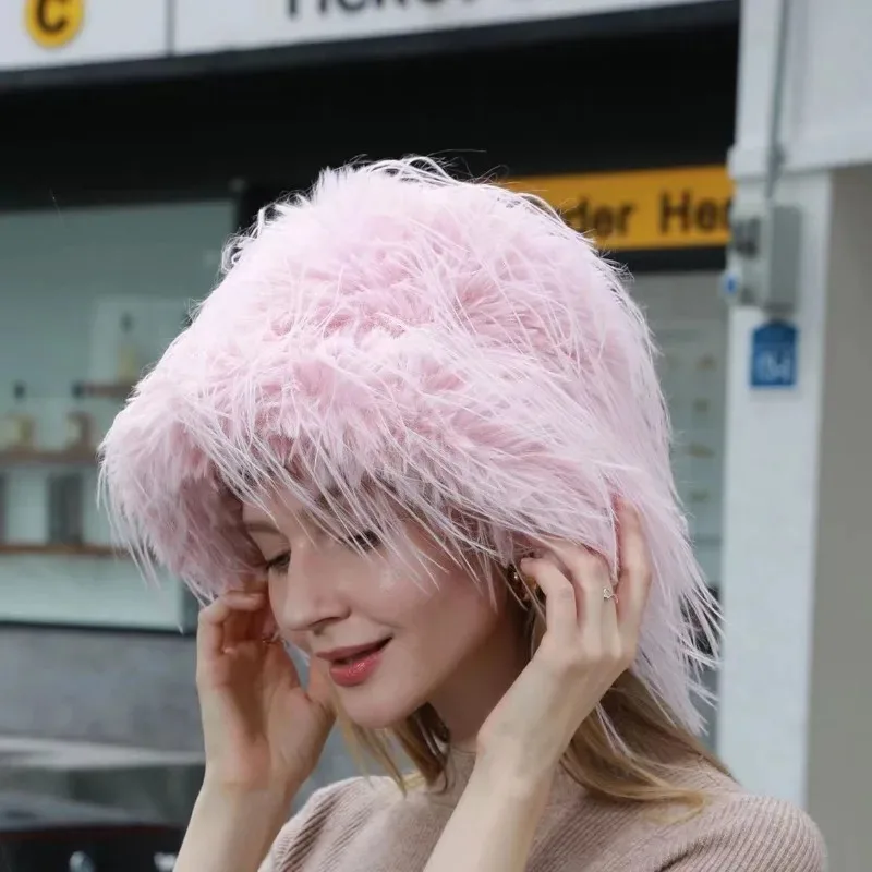 

Korean Version of Solid Color Plush Fisherman Hat Women Winter New Velvet Warm Versatile Fashion Imitation Mink Bucket Hat Шапка