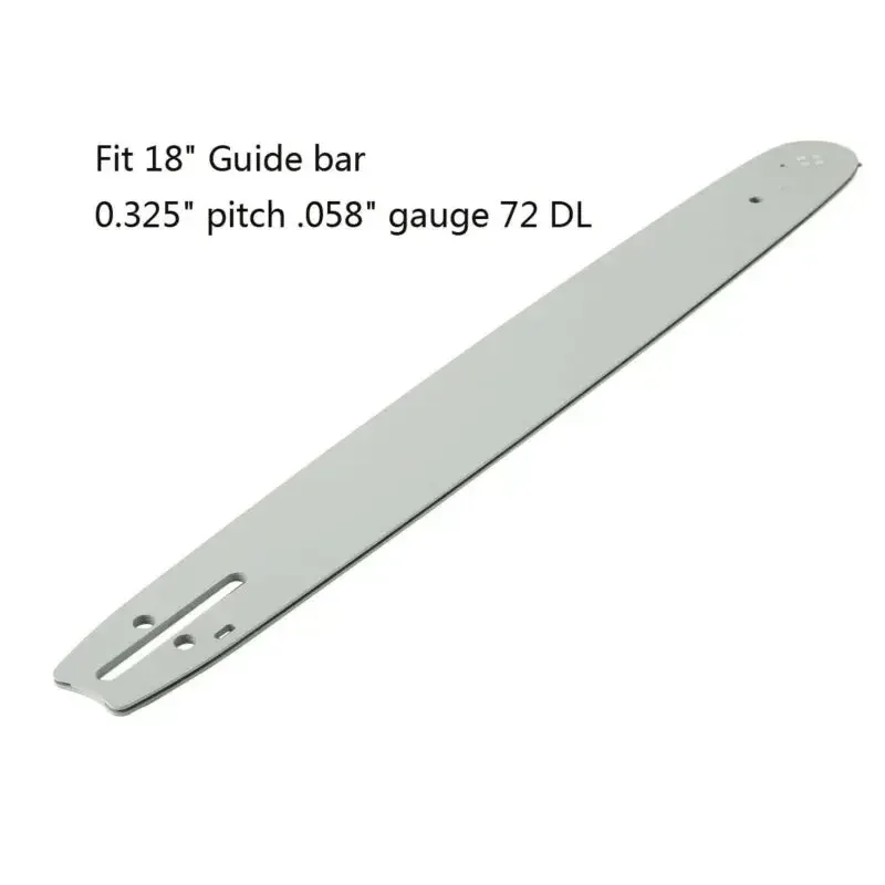 18" Chainsaw Guide Bar + Chain 0.325" .058" Guage 72DL For Chinese Chainsaw 4500 5200 5800 Tarus For 62CC 58CC 52CC 4