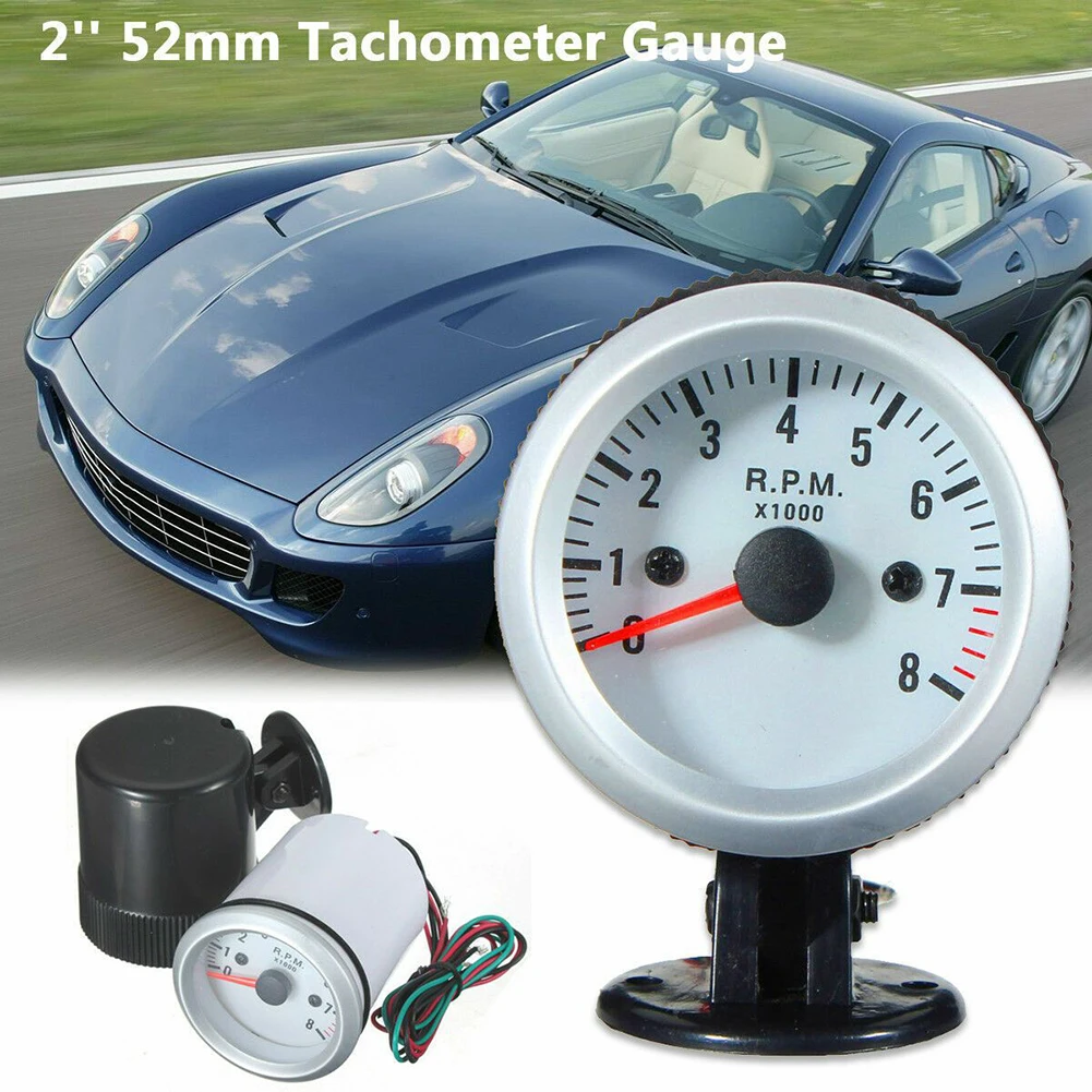 

High Quality Tachometer Gauge Rev Counter Tacho Pointer 12V 12V Petrol Vehicles 52mm Auto Parts Blue Backlight