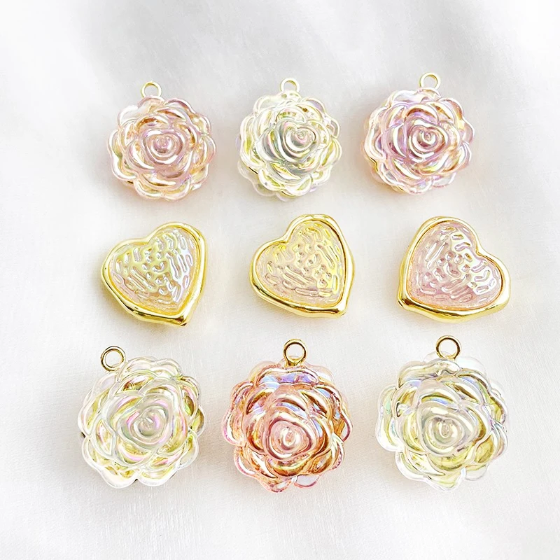 

3 Pieces Resin Illusion Color Rose Pendant DIY Production of Fashionable Jewelry, Earrings, Necklaces, Bracelet Accessories