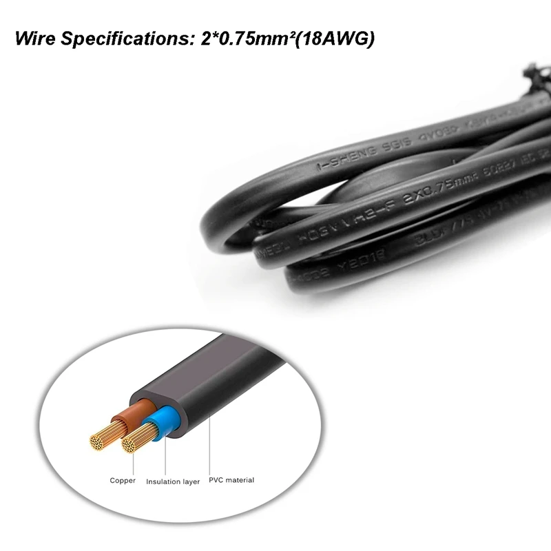 Power Extension Cord 0.5m/1m/1.5m/3m/5m/10m Power Extension Cord EU Notebook AC Cable IEC C7 Power Cable for Radio Speaker TCL Apple LG TV Sony PS