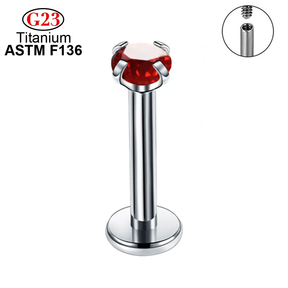 10pcs Ear Fashion Classic Labret Lip Stud ASTM F126 G23 Titanium 16G Zircon Thread Nose Piercing Earrings Unisex Body Piercing