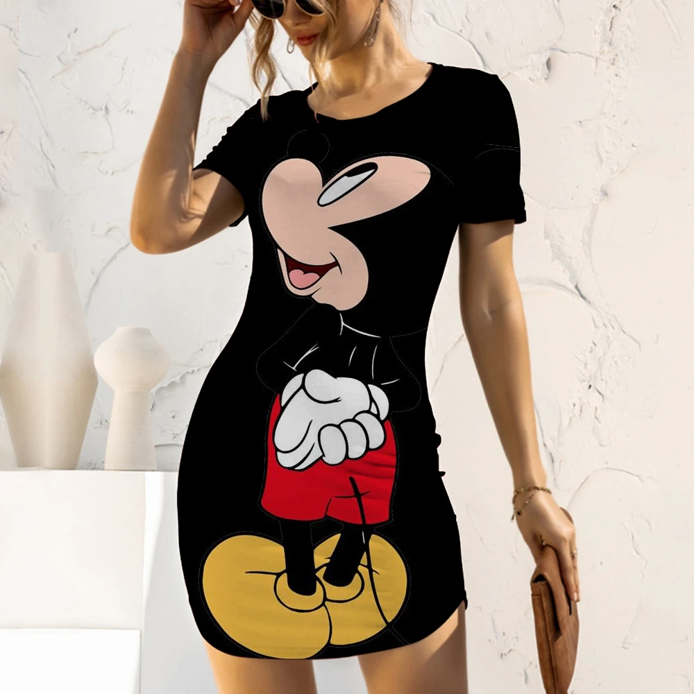 Vestidos para mujer, Top Sexy ajustado de Minnie Mouse, vestido informal estampado de dibujos animados Disney, Mickey 5XL, 2022| | - AliExpress