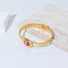 EILIECK 316L Stainless Steel Large White Round Stone Bangles Bracelet For Women Girl Fashion Waterproof Jewelry Gift Accessories 4