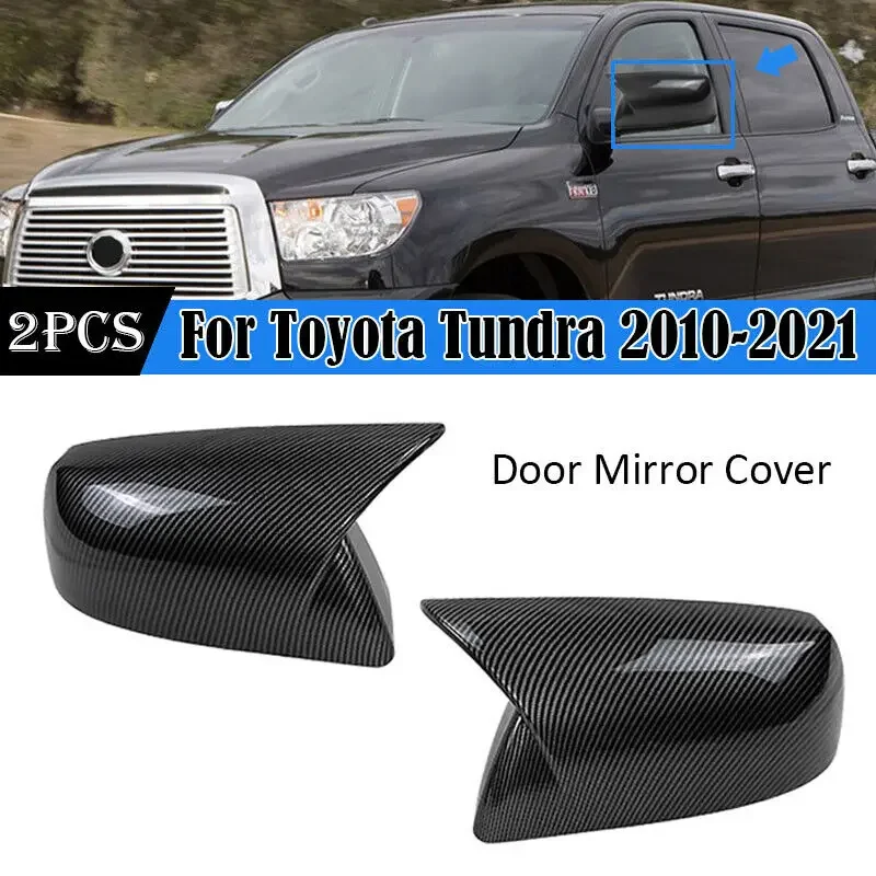 

For Toyota Tundra 2010-2021 Car Rearview Side Mirror Cover Wing Cap Sticker Exterior Door Rear View Case Trim Carbon Fiber Look