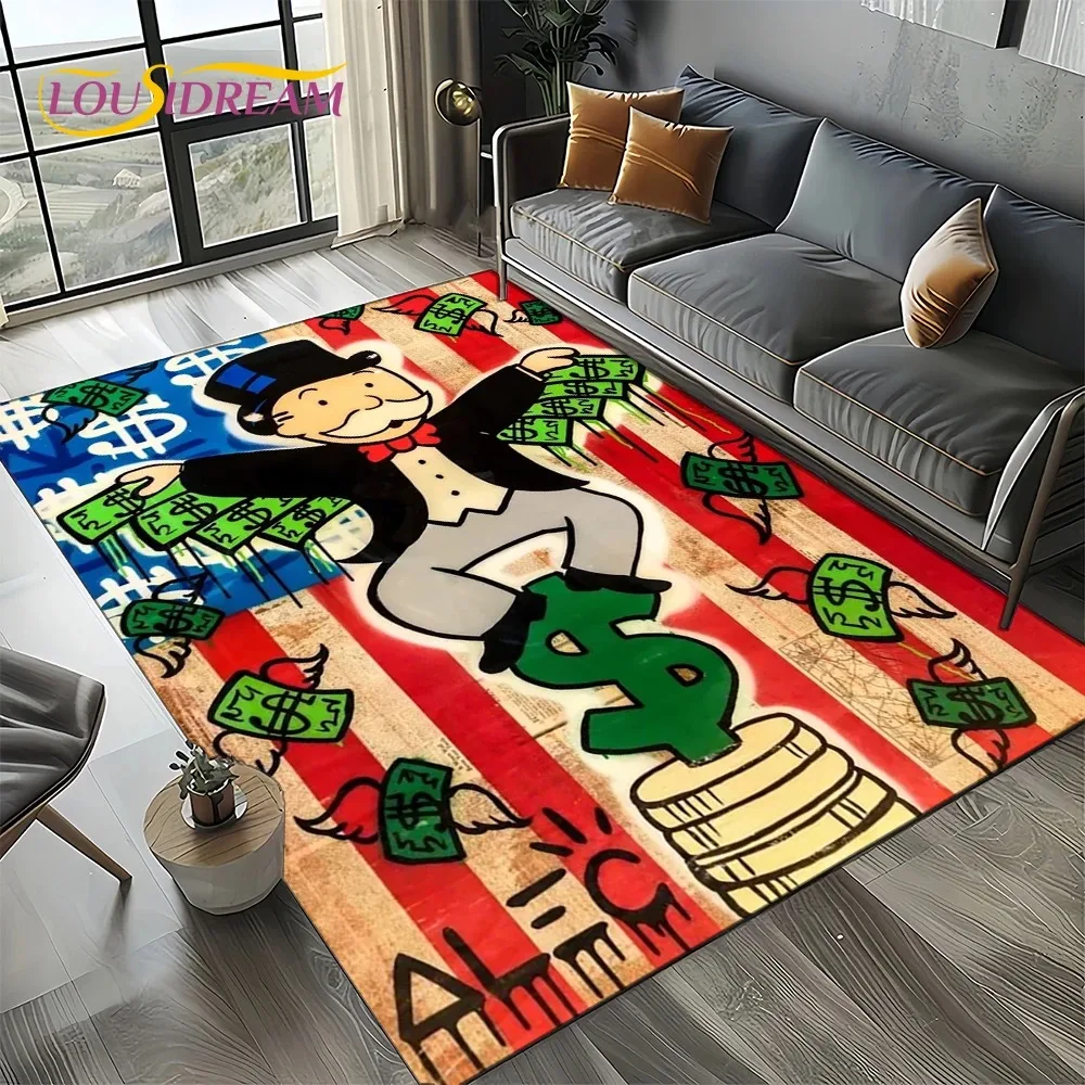 3D Rich Man Game Monopoly Dollar Cartoon Carpet Rug for Living